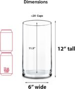 CYS EXCEL (H:12" D:6") Large Cylinder Clear Glass Vase for Wide Bouquet Flower V... - Image 3