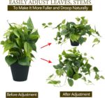 LOYWREE Artificial Scindapsus Aureus Fake Pothos Plants in Black Pots - Realisti... - Image 6