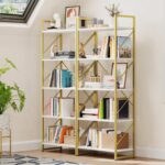 DWVO Gold Bookshelf, Modren 5 Tier Bookcase, Storage Shelves Organizer Standing ... - Image 4