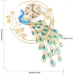 Shikiy 36.6" Large Peacock Wall Clock Crystal Decor, 3D Peacock Wall Clocks, Lar... - Image 3