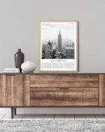 HesenDot New York Natural OAK Wood Framed City Wall Art,12x16in City Skyline Can... - Image 3