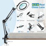 12X Magnifying Glass with Light and Stand, Upgrade Real Glass magnifying lamp, 5... - Image 4