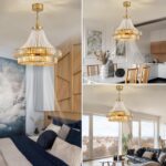 24" Modern Crystal Caged Fandelier, Smart Chandelier Fan with Remote and APP Con... - Image 3