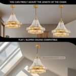 24" Modern Crystal Caged Fandelier, Smart Chandelier Fan with Remote and APP Con... - Image 6