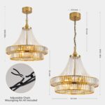 24" Modern Crystal Caged Fandelier, Smart Chandelier Fan with Remote and APP Con... - Image 7