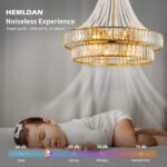 24" Modern Crystal Caged Fandelier, Smart Chandelier Fan with Remote and APP Con... - Image 8