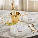 DaYammi 175PCS Clear Gold Plastic Dinnerware Set, Plastic Plates Disposable Hamm... - Image 3