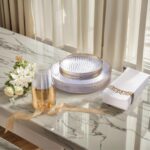 DaYammi 175PCS Clear Gold Plastic Dinnerware Set, Plastic Plates Disposable Hamm... - Image 4