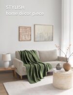 YnM Chunky Cotton Knit Throw Blanket, Cable Knit Throws for Bed Couch Sofa, Comf... - Image 3