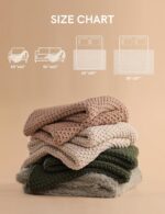 YnM Chunky Cotton Knit Throw Blanket, Cable Knit Throws for Bed Couch Sofa, Comf... - Image 8