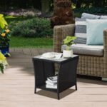 VINGLI Outdoor Wicker Side Table Patio Side Tables for Outside, Tempered Glass T... - Image 3