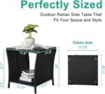 VINGLI Outdoor Wicker Side Table Patio Side Tables for Outside, Tempered Glass T... - Image 4