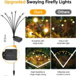 Solar Lights Outdoor Waterproof: 2 Pack 16 LED Swaying Firefly Solar Powered Gar... - Image 3