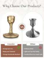 Antique Brass Candlestick Holders: Cast Iron Taper Candle Holder Handcrafted Gol... - Image 3