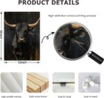 Black Bull Gold Accent Wall Art 12x16 Inch Framed Canvas Print Gothic Chic Poste... - Image 3