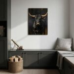 Black Bull Gold Accent Wall Art 12x16 Inch Framed Canvas Print Gothic Chic Poste... - Image 4