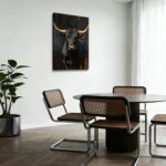 Black Bull Gold Accent Wall Art 12x16 Inch Framed Canvas Print Gothic Chic Poste... - Image 5