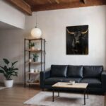 Black Bull Gold Accent Wall Art 12x16 Inch Framed Canvas Print Gothic Chic Poste... - Image 8