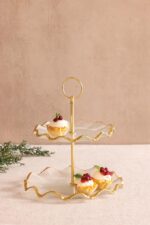 Mud Pie Gold Edge Glass Tiered Server - Image 3