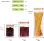 LEAVES AND TREES Y Glass Storage Canister with Wooden Lid, Set of 7 Square Glass... - Image 3