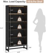 Tribesigns Tall Bookcase Black Bookshelf, 70.8” Large Bookcases Organizer with L... - Image 3