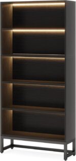 Tribesigns Tall Bookcase Black Bookshelf, 70.8” Large Bookcases Organizer with L... - Image 4