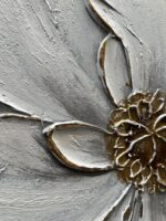 Diathou Art 24x24 inches Hand-painted golden texture white flower oil painting. ... - Image 8