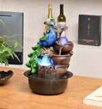 12.6" Peacock Indoor Tabletop Water Fountain + Free 10 Natural Crystals, RGB LED... - Image 8