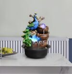 12.6" Peacock Indoor Tabletop Water Fountain + Free 10 Natural Crystals, RGB LED... - Image 9