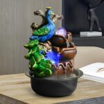 12.6" Peacock Indoor Tabletop Water Fountain + Free 10 Natural Crystals, RGB LED... - Image 10