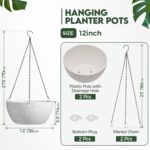 T4U Plastic Hanging Baskets 2-Pack - 12 Inch Large Hanging Flower Planter with D... - Image 3