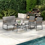 HAPPYGRILL 4-Piece Patio Furniture Set, Modern Sectional Sofa Set w/Fabric Seats... - Image 3