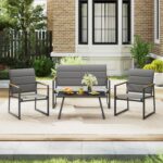 HAPPYGRILL 4-Piece Patio Furniture Set, Modern Sectional Sofa Set w/Fabric Seats... - Image 4