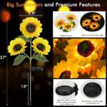 2026 Upgraded Solar Garden Lights, 4-Pack 12 Sunflowers Outdoor Waterproof Solar... - Image 3