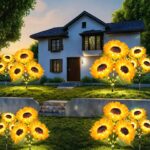 2026 Upgraded Solar Garden Lights, 4-Pack 12 Sunflowers Outdoor Waterproof Solar... - Image 5