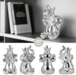 Modern Streamlined Elephant Statue 8.2" - Resin Silver Elephant Home Decoration ... - Image 4