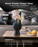 8" Heart Hand Black Ceramic Vase - Unique Modern Aesthetic Flowers Vase for Livi... - Image 3