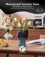8" Heart Hand Black Ceramic Vase - Unique Modern Aesthetic Flowers Vase for Livi... - Image 4