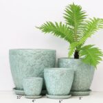 6 Inch Retro Ceramic Planter Set of 2 with Drainage Hole and Saucer for Plants, ... - Image 6