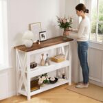 3-Tier Wood Entryway Table: 41" Narrow Console Shelf for Hallway - Farmhouse Sof... - Image 4