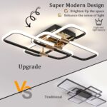 Modern LED Ceiling Lights for Living Room, Black Gold Luxury Dimmable Mirror Des... - Image 3
