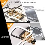 Modern LED Ceiling Lights for Living Room, Black Gold Luxury Dimmable Mirror Des... - Image 4