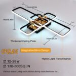 Modern LED Ceiling Lights for Living Room, Black Gold Luxury Dimmable Mirror Des... - Image 5
