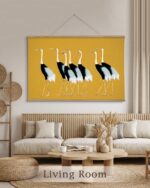InSimSea 36x54 Extra Large Canvas Scroll Wall Art, Vintage Seven Cranes Wall Dec... - Image 7