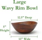 Lipper International 294 Cherry Finished Wavy Rim Serving Bowl for Fruits or Sal... - Image 3