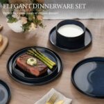 E-far 12-Piece Plates and Bowls Sets, Stoneware Dinnerware Dishes Sets for 4, Ki... - Image 4