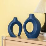 Levvohd Snuggle Hollow Ceramic Vase Set of 2, 8.4 inch Modern Nordic Coastal Sha... - Image 6