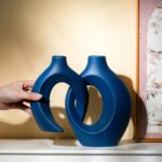 Levvohd Snuggle Hollow Ceramic Vase Set of 2, 8.4 inch Modern Nordic Coastal Sha... - Image 9