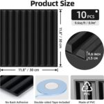 WADILE 10 Pack 3D Wall Panels Peel and Stick, 11.8"x11.8" Black PVC Decorative W... - Image 3