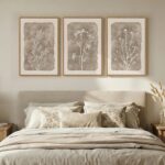 3 Piece Framed Neutral Botanical Wall Art Set, Large Farmhouse Floral Canvas Pri... - Image 3